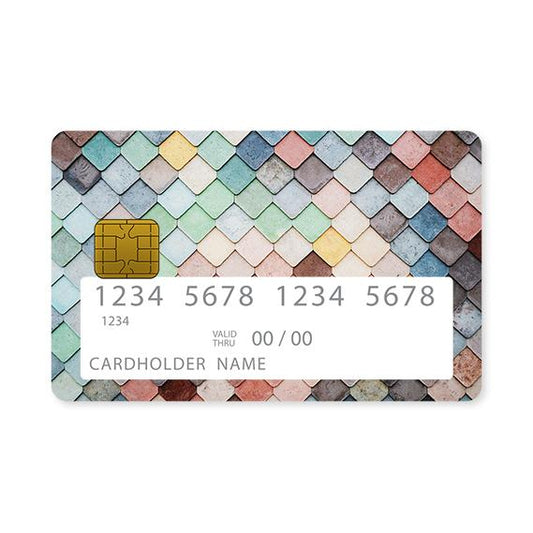 Επικάλυψη Τραπεζικής Κάρτας σε σχέδιο Colorful Rooftop σε λευκό φόντο