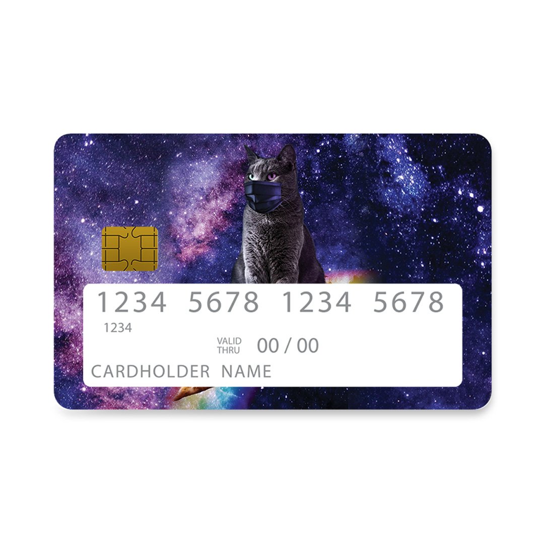 Επικάλυψη Τραπεζικής Κάρτας σε σχέδιο Cat Corona σε λευκό φόντο
