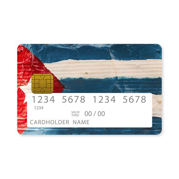 Επικάλυψη Τραπεζικής Κάρτας σε σχέδιο Cuba Flag σε λευκό φόντο