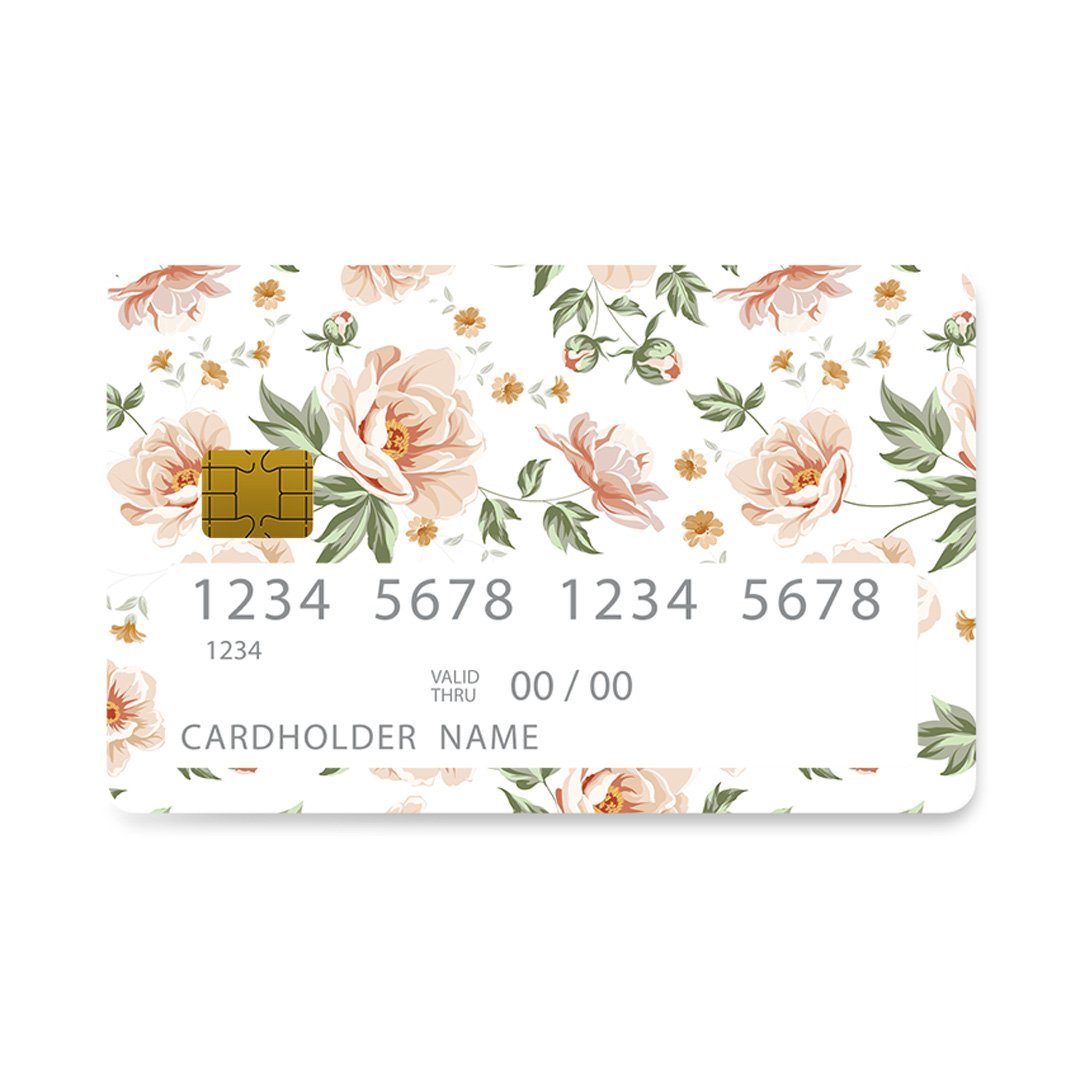 Επικάλυψη Τραπεζικής Κάρτας σε σχέδιο Nude Flower σε λευκό φόντο