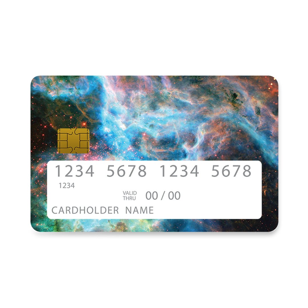 Επικάλυψη Τραπεζικής Κάρτας σε σχέδιο Universe Galaxy σε λευκό φόντο