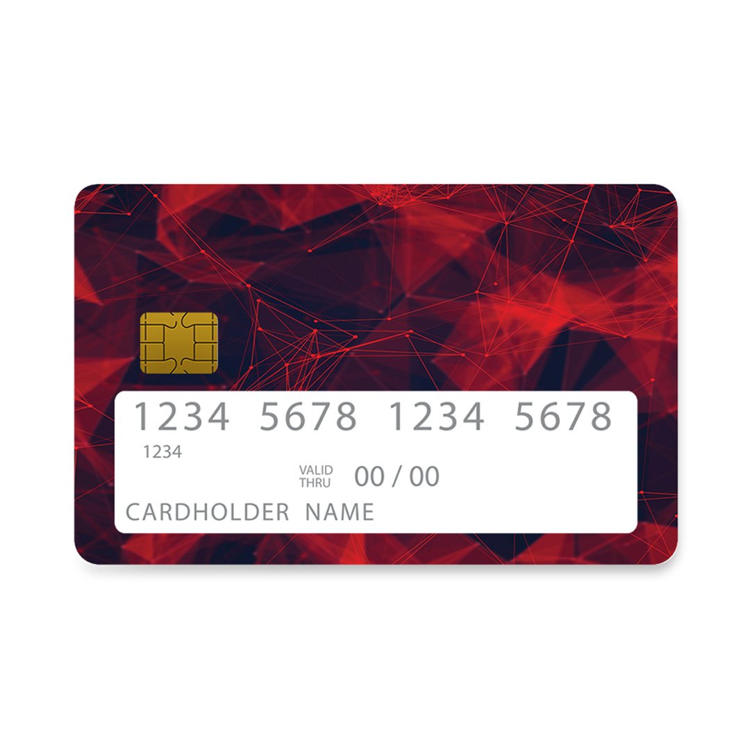 Επικάλυψη Τραπεζικής Κάρτας σε σχέδιο Red Technology Geometric σε λευκό φόντο