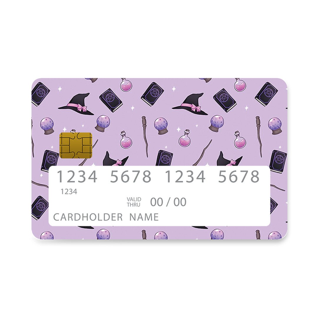 Επικάλυψη Τραπεζικής Κάρτας σε σχέδιο Witch Halloween σε λευκό φόντο