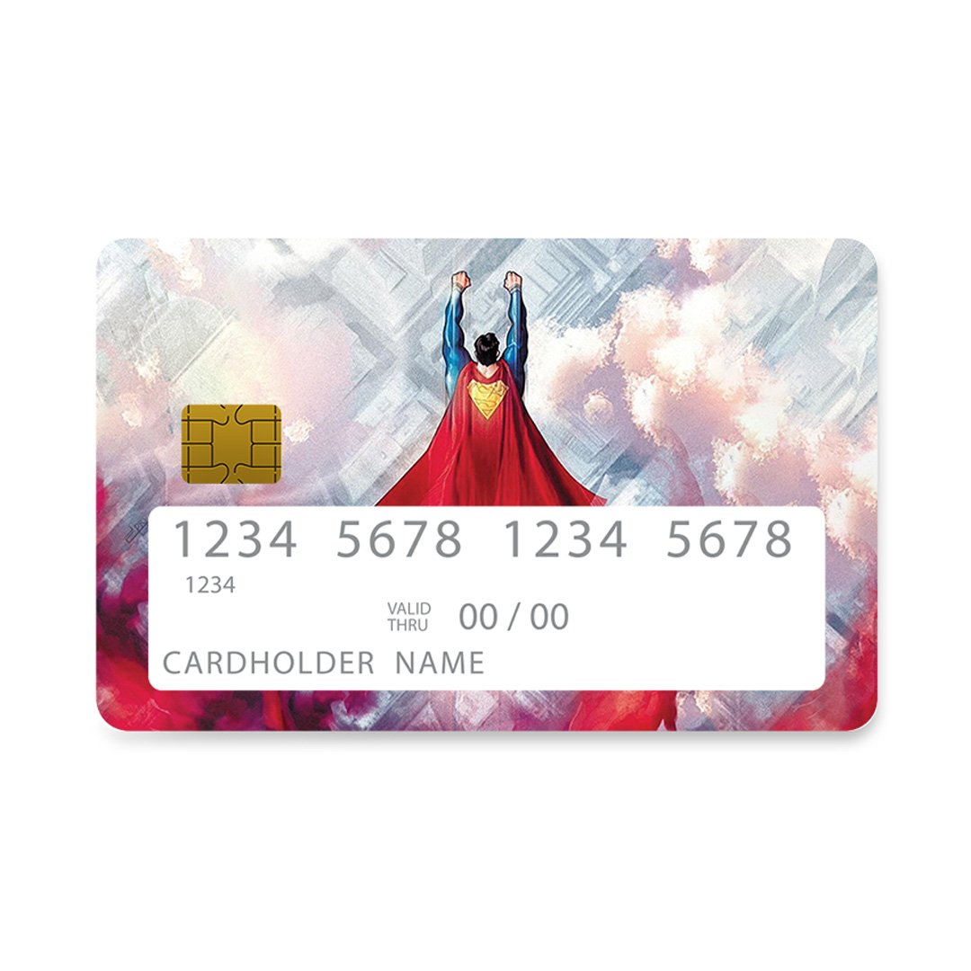 Επικάλυψη Τραπεζικής Κάρτας σε σχέδιο Flying Hero σε λευκό φόντο
