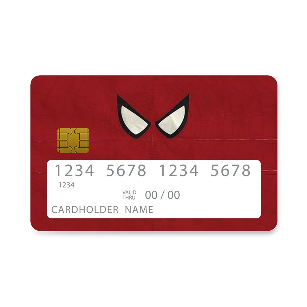 Επικάλυψη Τραπεζικής Κάρτας σε σχέδιο Spider Eyes Hero σε λευκό φόντο