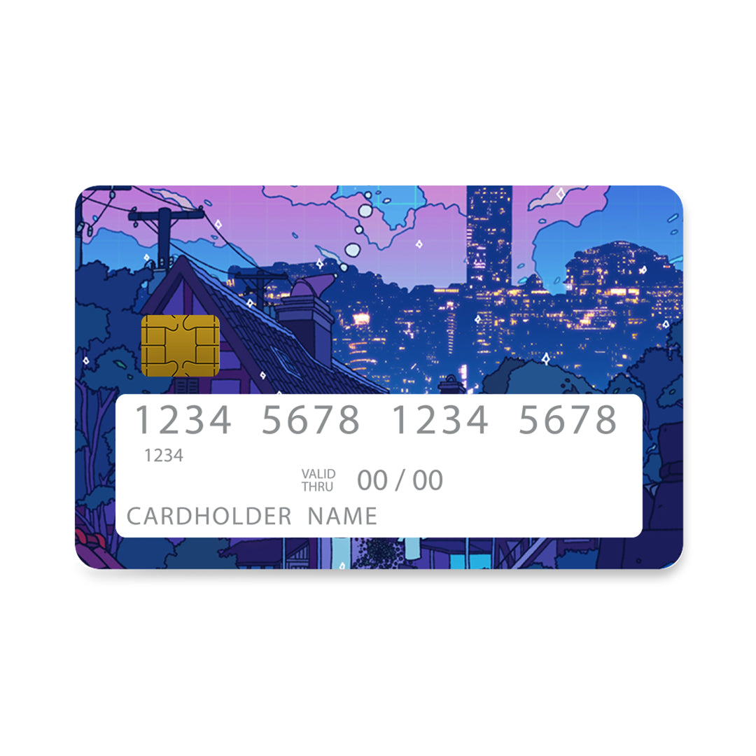 Επικάλυψη Τραπεζικής Κάρτας σε σχέδιο Lofi Night σε λευκό φόντο