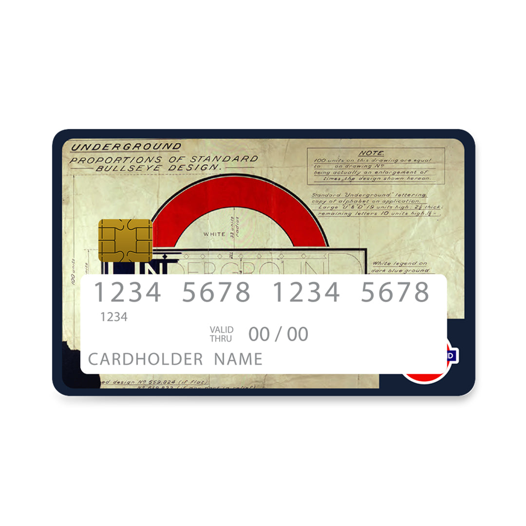 Επικάλυψη Τραπεζικής Κάρτας σε σχέδιο London Underground σε λευκό φόντο
