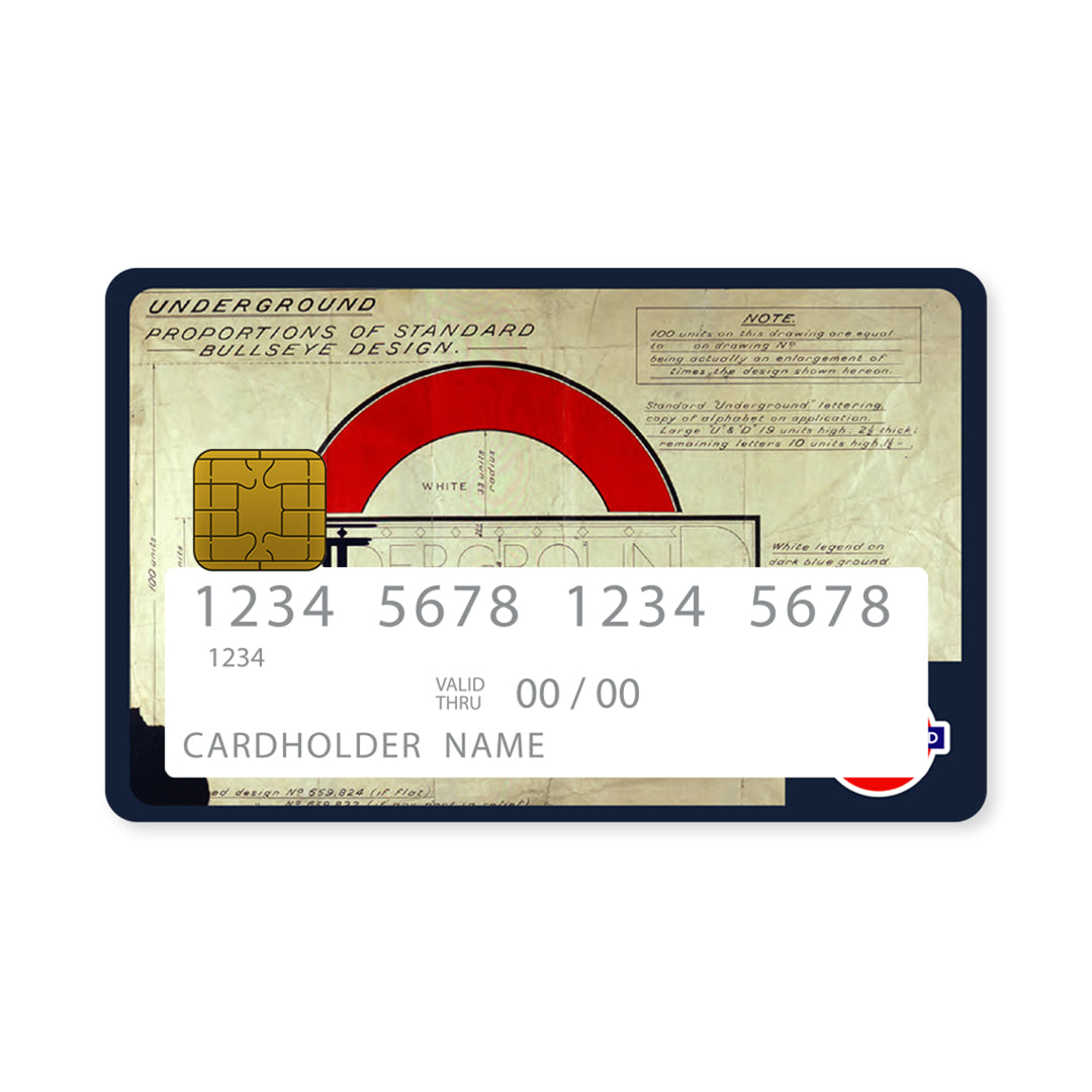 Επικάλυψη Τραπεζικής Κάρτας σε σχέδιο London Underground σε λευκό φόντο