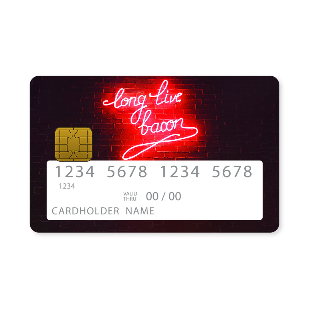 Επικάλυψη Τραπεζικής Κάρτας σε σχέδιο Long Live Bacon σε λευκό φόντο