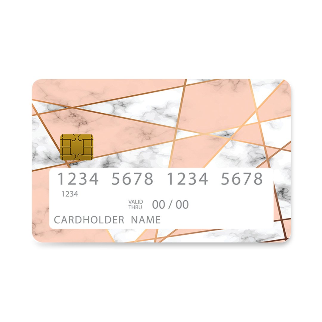 Επικάλυψη Τραπεζικής Κάρτας σε σχέδιο Geometric Pink Marble σε λευκό φόντο