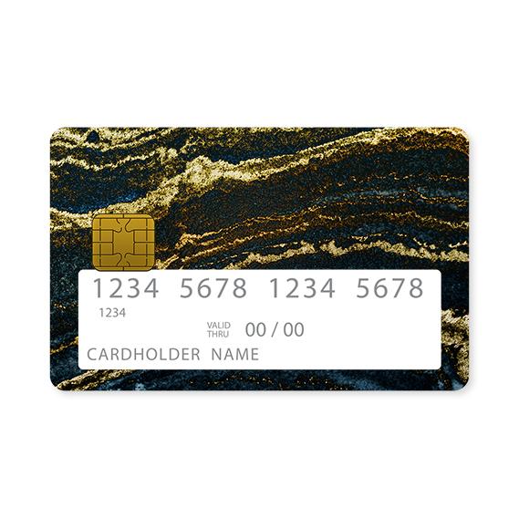 Επικάλυψη Τραπεζικής Κάρτας σε σχέδιο Marble Gold Dark Blue σε λευκό φόντο