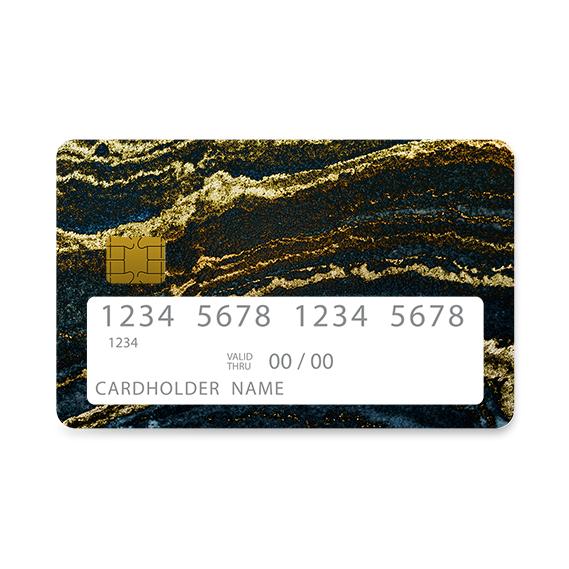 Bank Card Skin with  Marble Gold Dark Blue design