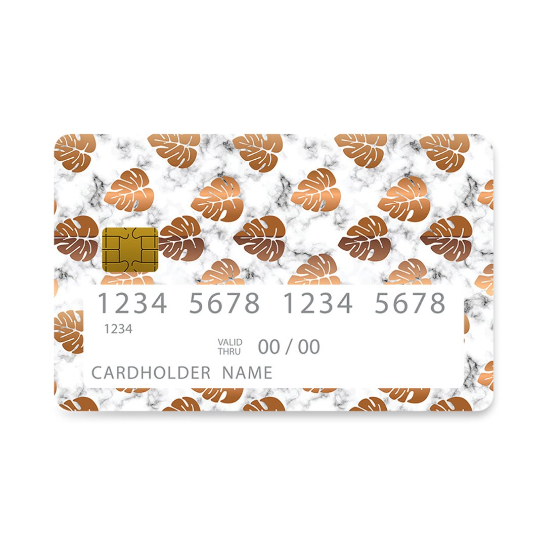 Επικάλυψη Τραπεζικής Κάρτας σε σχέδιο Gold Flower Marble σε λευκό φόντο