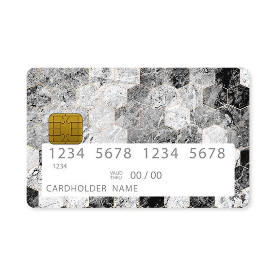 Επικάλυψη Τραπεζικής Κάρτας σε σχέδιο Marble Hexagon Black σε λευκό φόντο