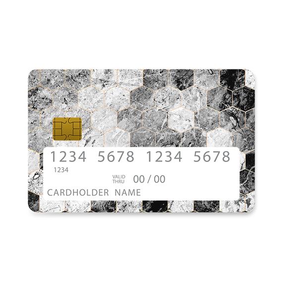 Bank Card Skin with  Marble Hexagon Black design