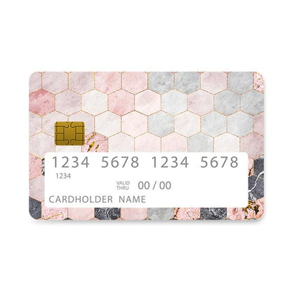 Bank Card Skin with  Marble Hexagon Pink design