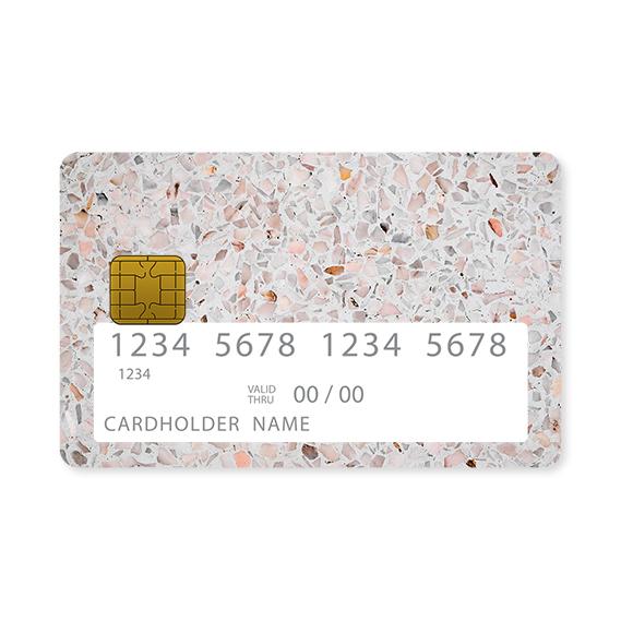 Επικάλυψη Τραπεζικής Κάρτας σε σχέδιο Marble Terrazzo σε λευκό φόντο