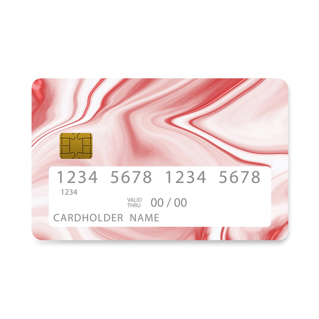 Επικάλυψη Τραπεζικής Κάρτας σε σχέδιο Water Color Red Marble σε λευκό φόντο