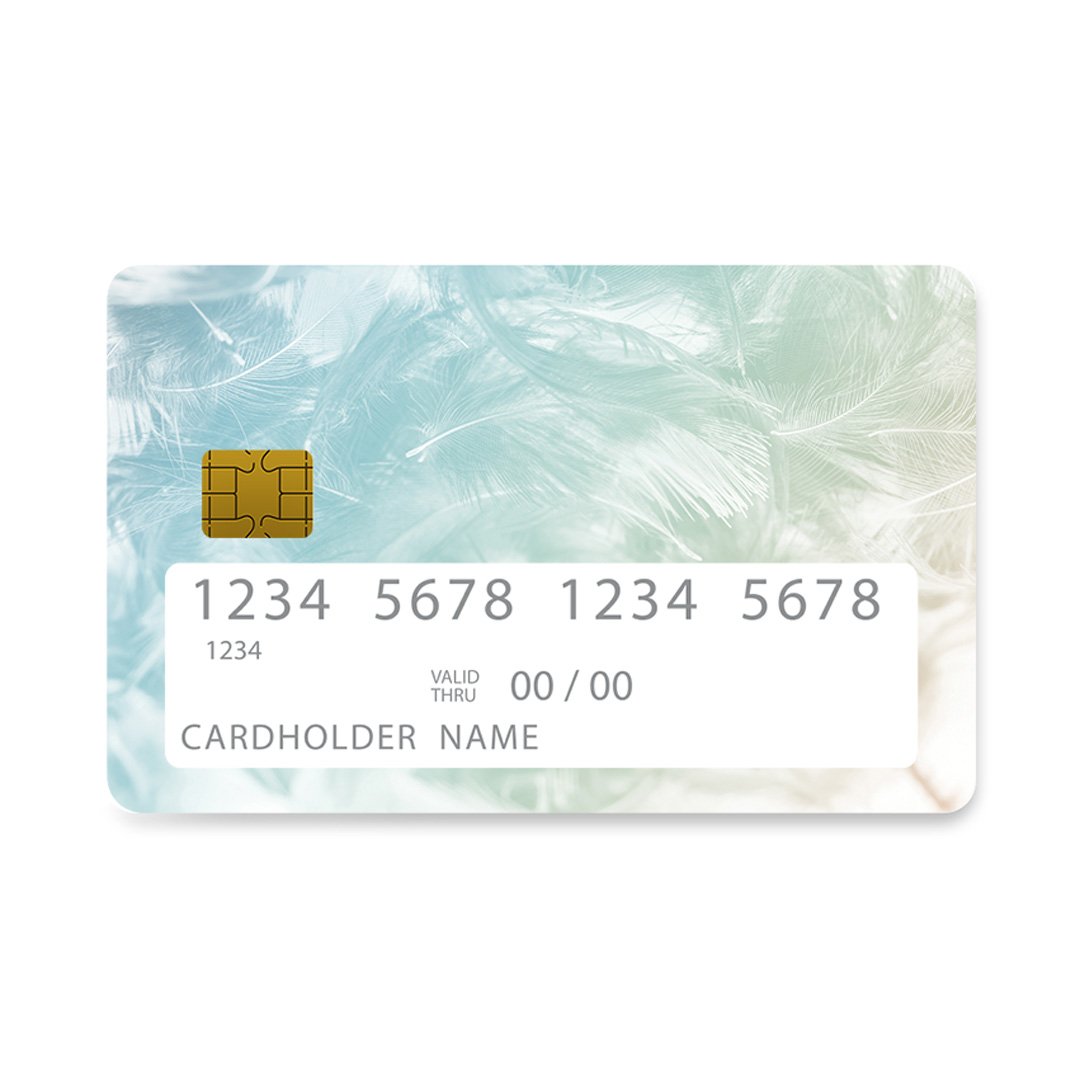 Επικάλυψη Τραπεζικής Κάρτας σε σχέδιο Feathers Minimal σε λευκό φόντο