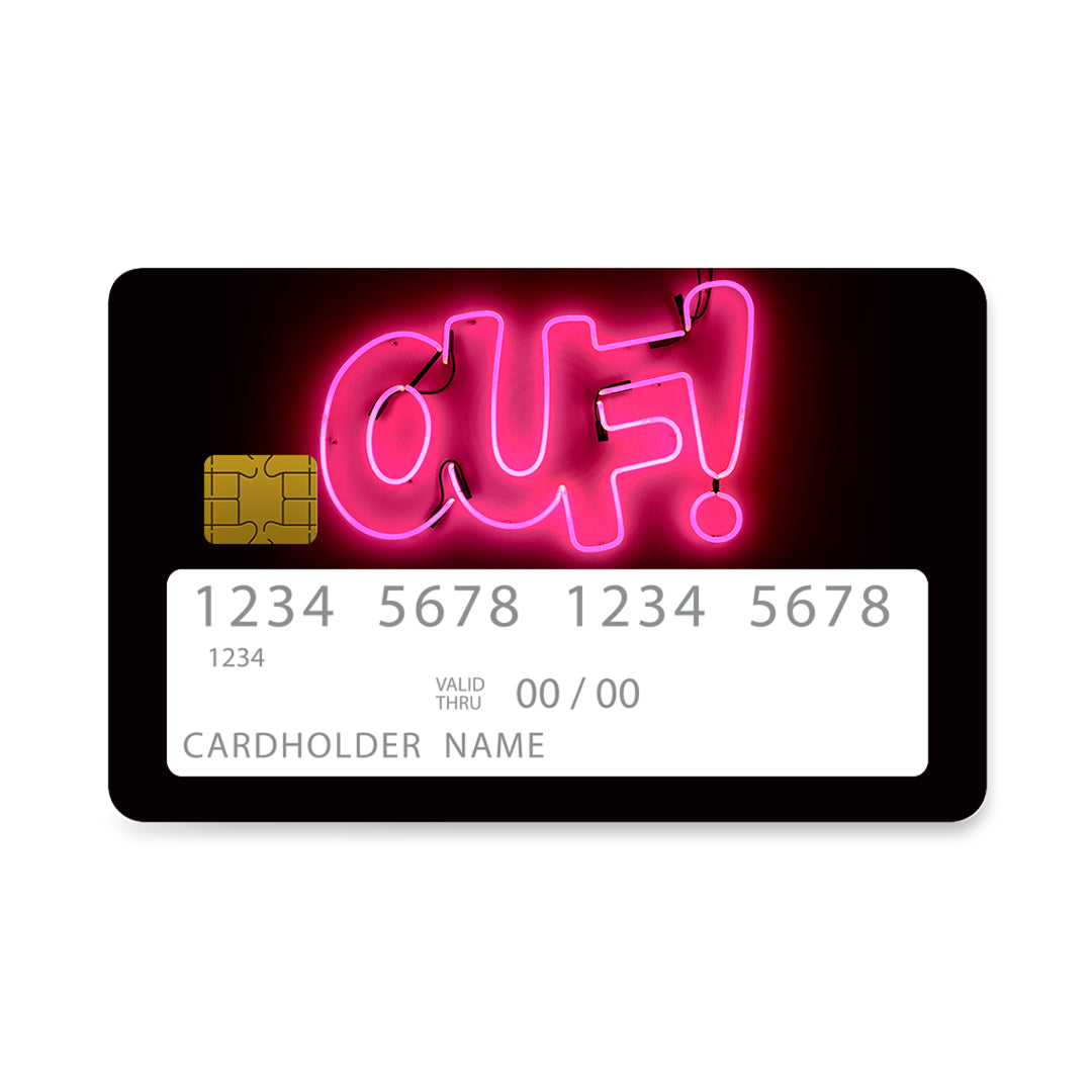 Επικάλυψη Τραπεζικής Κάρτας σε σχέδιο Ouf Neon σε λευκό φόντο