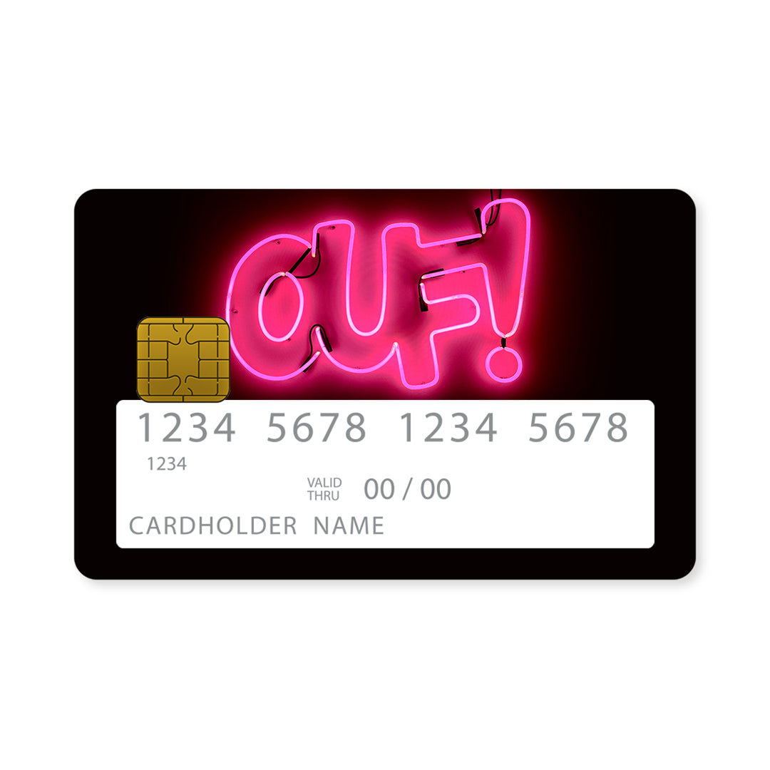 Επικάλυψη Τραπεζικής Κάρτας σε σχέδιο Ouf Neon σε λευκό φόντο