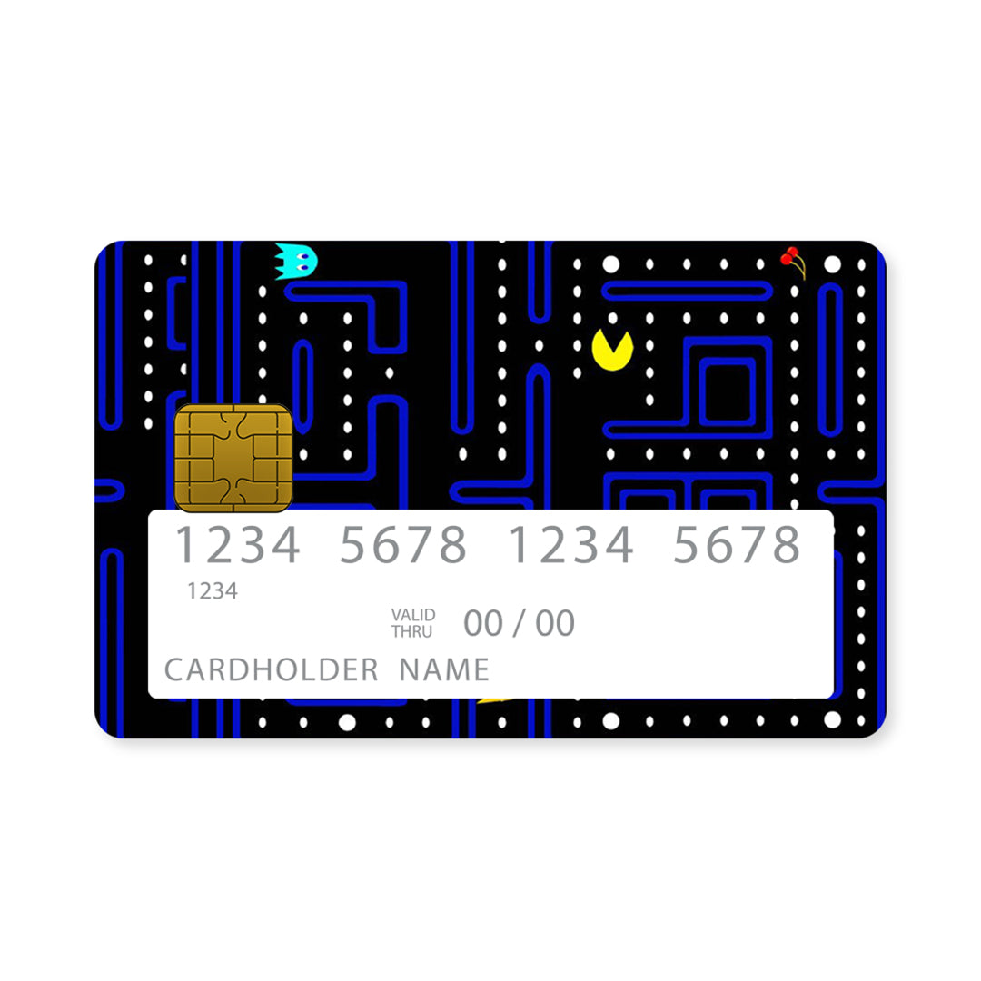 Επικάλυψη Τραπεζικής Κάρτας σε σχέδιο Pac Man σε λευκό φόντο