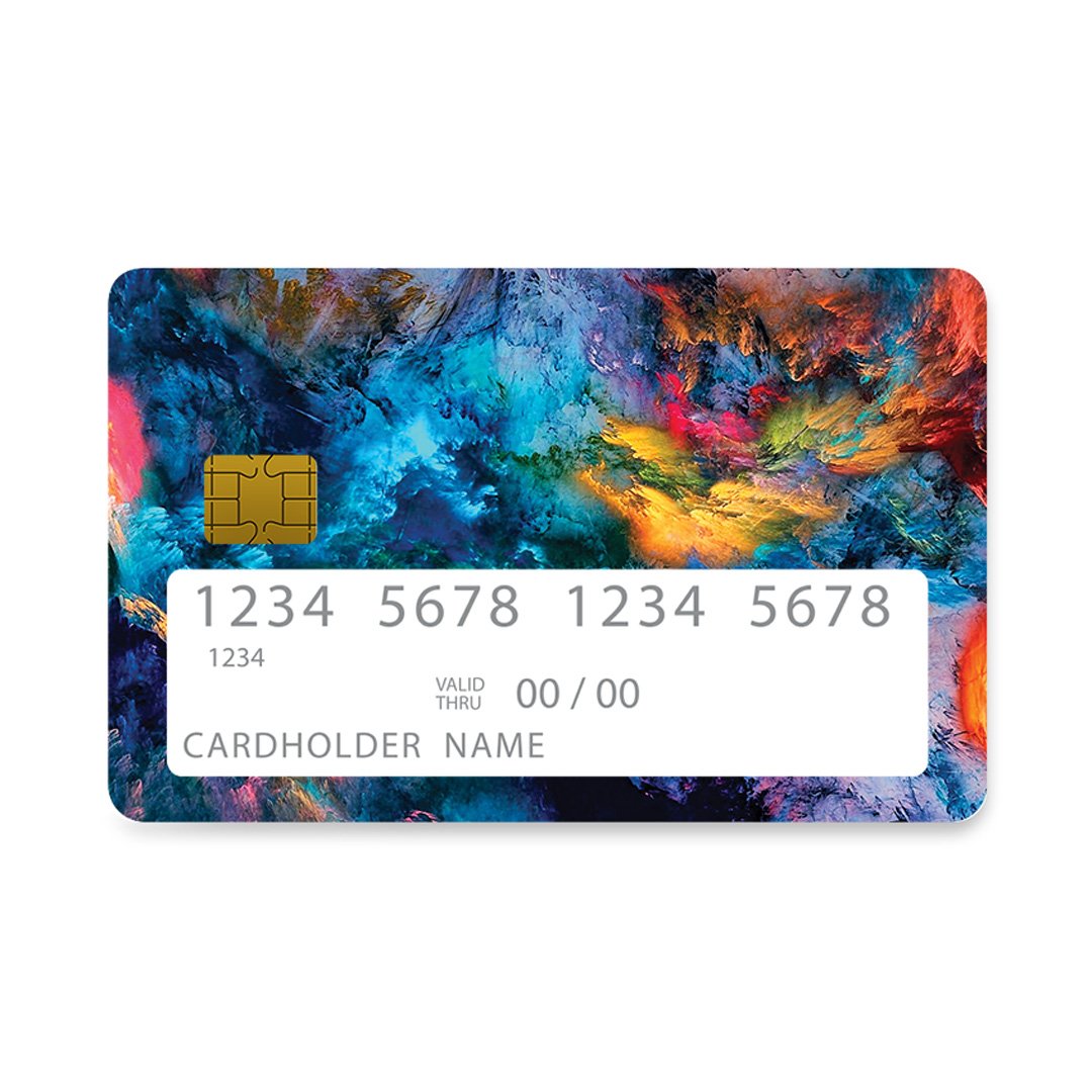 Επικάλυψη Τραπεζικής Κάρτας σε σχέδιο Crayola Paint σε λευκό φόντο