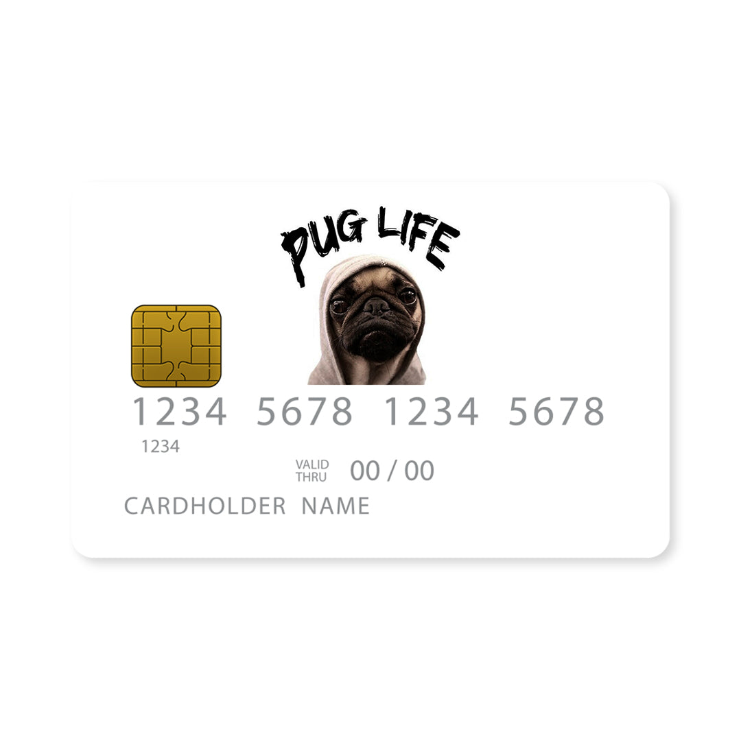 Επικάλυψη Τραπεζικής Κάρτας σε σχέδιο Pug Life σε λευκό φόντο