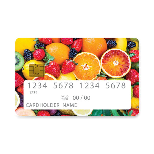 Επικάλυψη Τραπεζικής Κάρτας σε σχέδιο Fruits Random σε λευκό φόντο