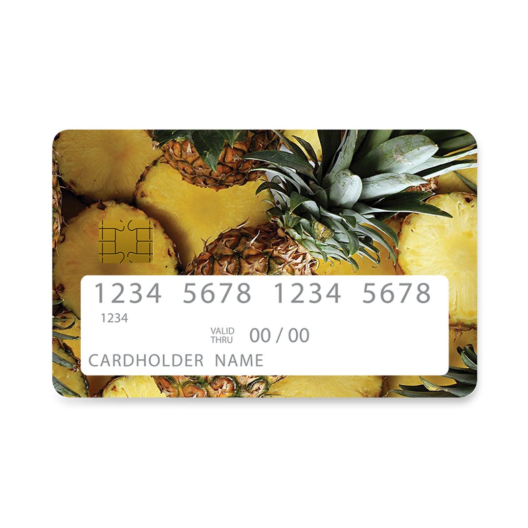 Επικάλυψη Τραπεζικής Κάρτας σε σχέδιο Pineapple Summer σε λευκό φόντο