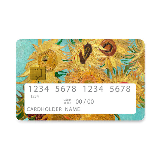 Επικάλυψη Τραπεζικής Κάρτας σε σχέδιο Sunflowers σε λευκό φόντο
