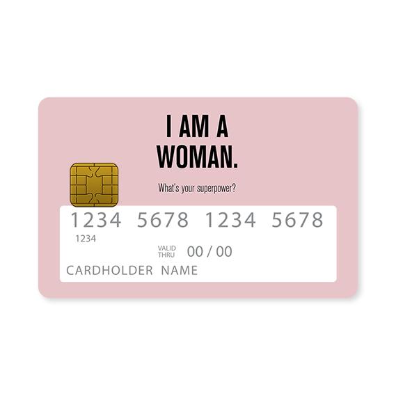 Επικάλυψη Τραπεζικής Κάρτας σε σχέδιο Superpower Woman σε λευκό φόντο