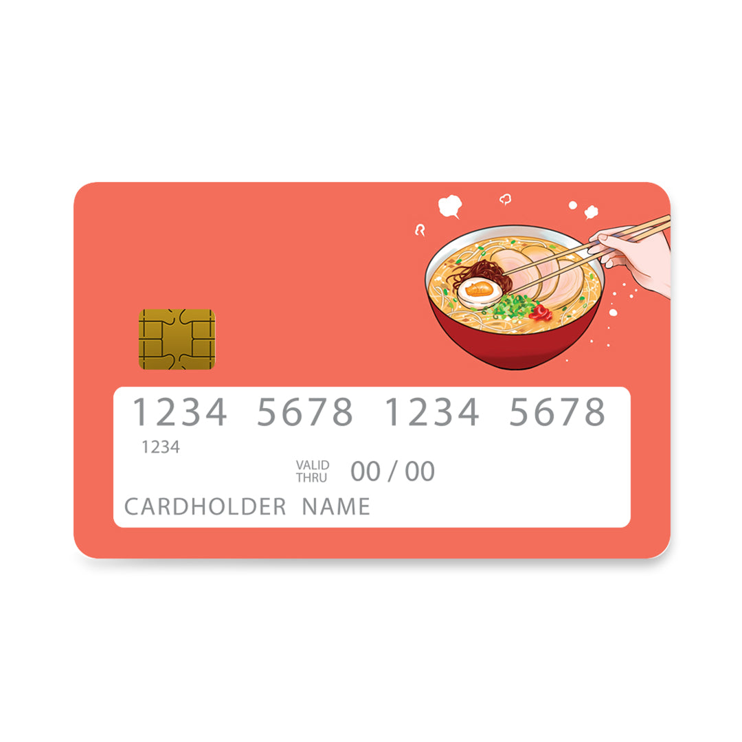 Επικάλυψη Τραπεζικής Κάρτας σε σχέδιο Tonkatsu Ramen σε λευκό φόντο