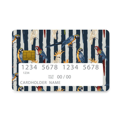 Επικάλυψη Τραπεζικής Κάρτας σε σχέδιο Blue Parrots Tropic σε λευκό φόντο