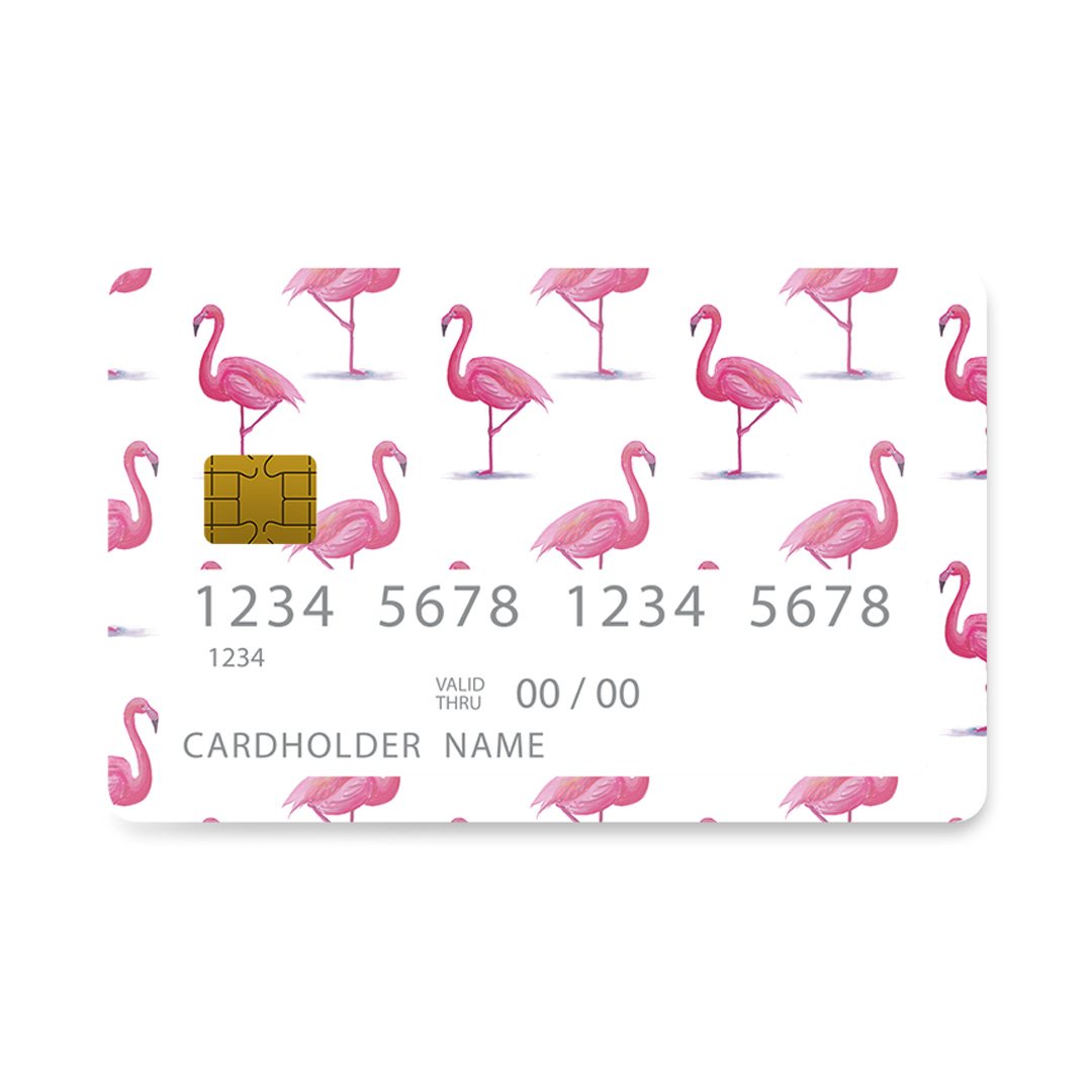 Επικάλυψη Τραπεζικής Κάρτας σε σχέδιο Flamingo Tropic σε λευκό φόντο
