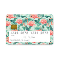 Thumbnail for Επικάλυψη Τραπεζικής Κάρτας σε σχέδιο Flamingo Green Tropic σε λευκό φόντο