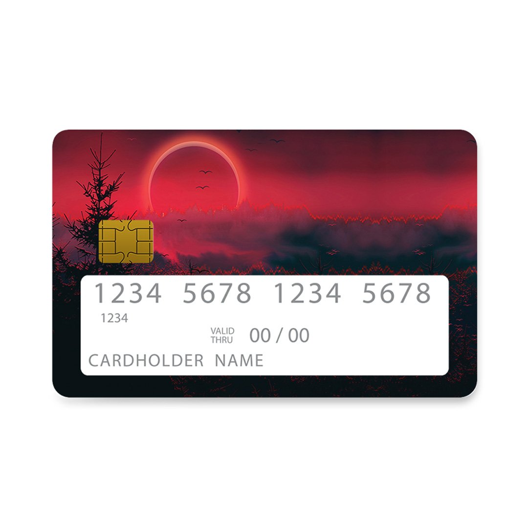 Επικάλυψη Τραπεζικής Κάρτας σε σχέδιο Sunset Tropic σε λευκό φόντο