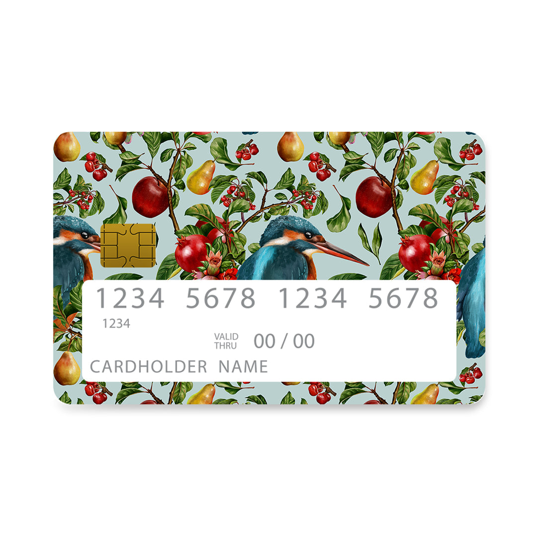 Επικάλυψη Τραπεζικής Κάρτας σε σχέδιο Tropical Birds σε λευκό φόντο