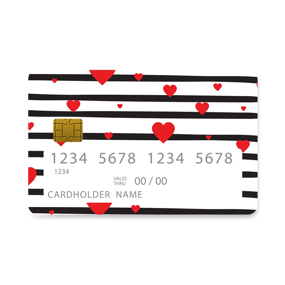 Επικάλυψη Τραπεζικής Κάρτας σε σχέδιο Valentine Stripes σε λευκό φόντο