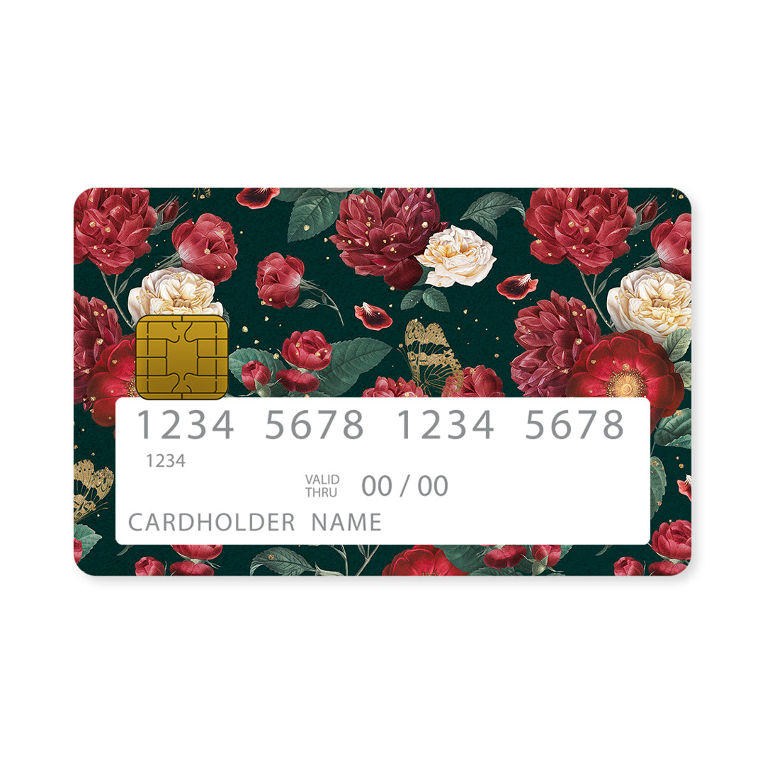 Επικάλυψη Τραπεζικής Κάρτας σε σχέδιο Vintage Blossom σε λευκό φόντο