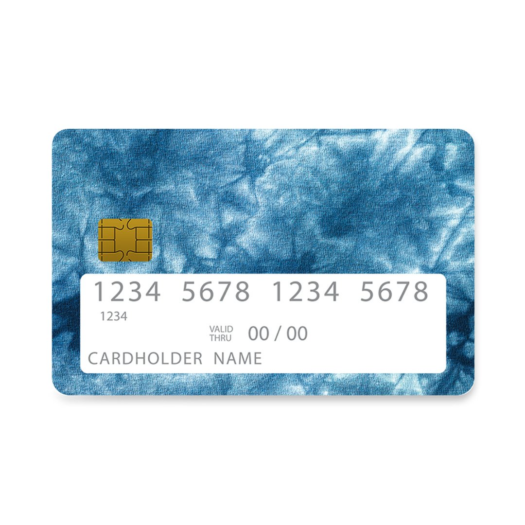 Επικάλυψη Τραπεζικής Κάρτας σε σχέδιο Blue Watercolor σε λευκό φόντο