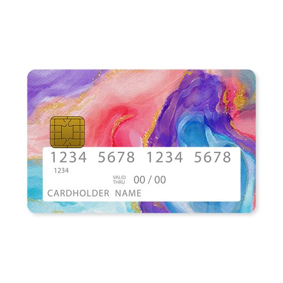 Επικάλυψη Τραπεζικής Κάρτας σε σχέδιο Watercolor Colorful σε λευκό φόντο