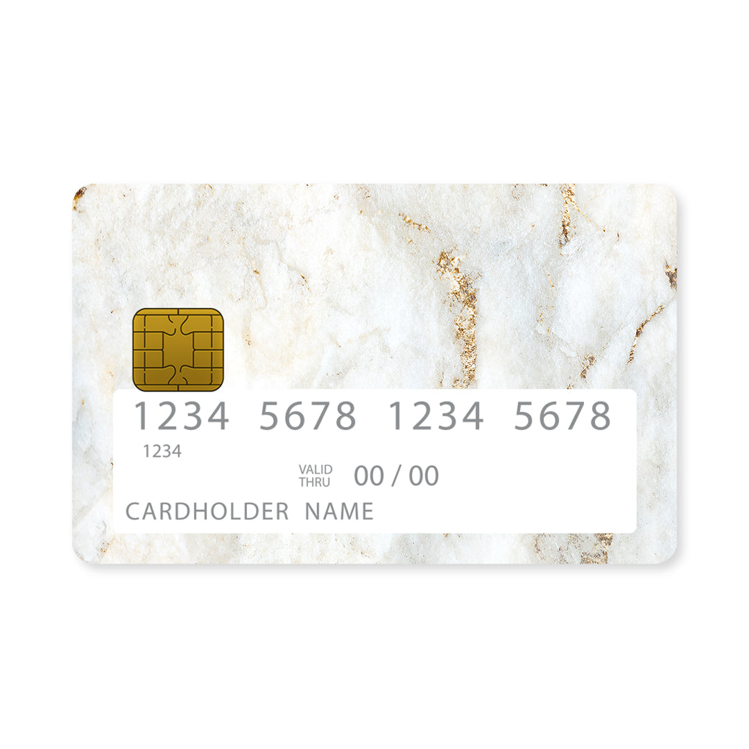 Επικάλυψη Τραπεζικής Κάρτας σε σχέδιο White Gold Marble σε λευκό φόντο