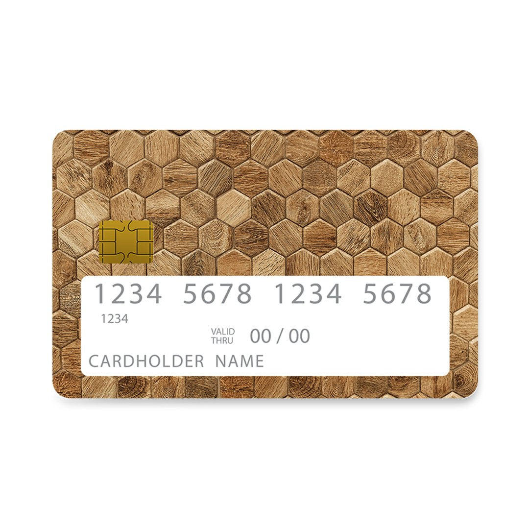 Επικάλυψη Τραπεζικής Κάρτας σε σχέδιο Hexagon Wood σε λευκό φόντο