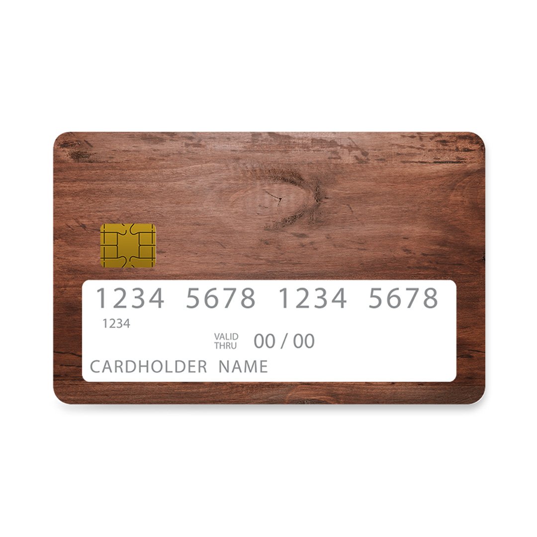 Επικάλυψη Τραπεζικής Κάρτας σε σχέδιο Walnut Wood σε λευκό φόντο