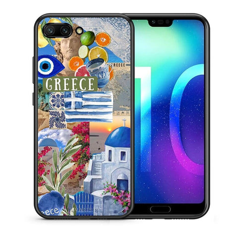 Θήκη Honor 10 All Greek από τη Smartfits με σχέδιο στο πίσω μέρος και μαύρο περίβλημα | Honor 10 All Greek case with colorful back and black bezels
