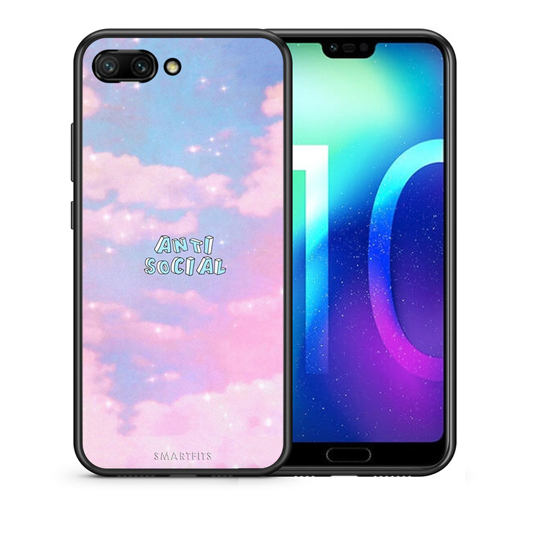 Θήκη Αγίου Βαλεντίνου Honor 10 Anti Social από τη Smartfits με σχέδιο στο πίσω μέρος και μαύρο περίβλημα | Honor 10 Anti Social case with colorful back and black bezels