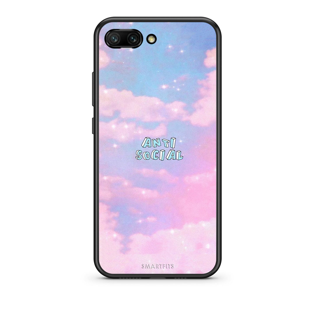 Honor 10 Anti Social Θήκη Αγίου Βαλεντίνου από τη Smartfits με σχέδιο στο πίσω μέρος και μαύρο περίβλημα | Smartphone case with colorful back and black bezels by Smartfits