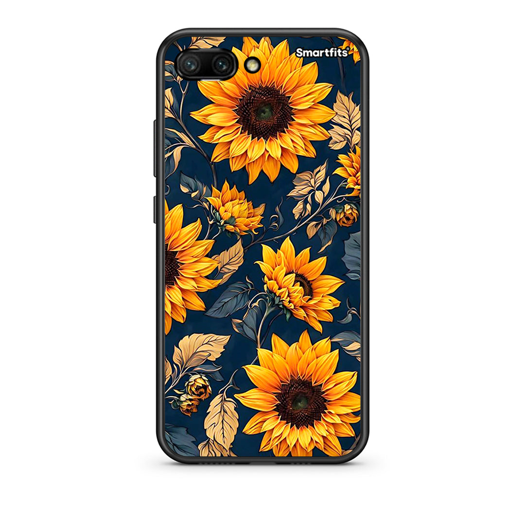 Honor 10 Autumn Sunflowers Θήκη από τη Smartfits με σχέδιο στο πίσω μέρος και μαύρο περίβλημα | Smartphone case with colorful back and black bezels by Smartfits
