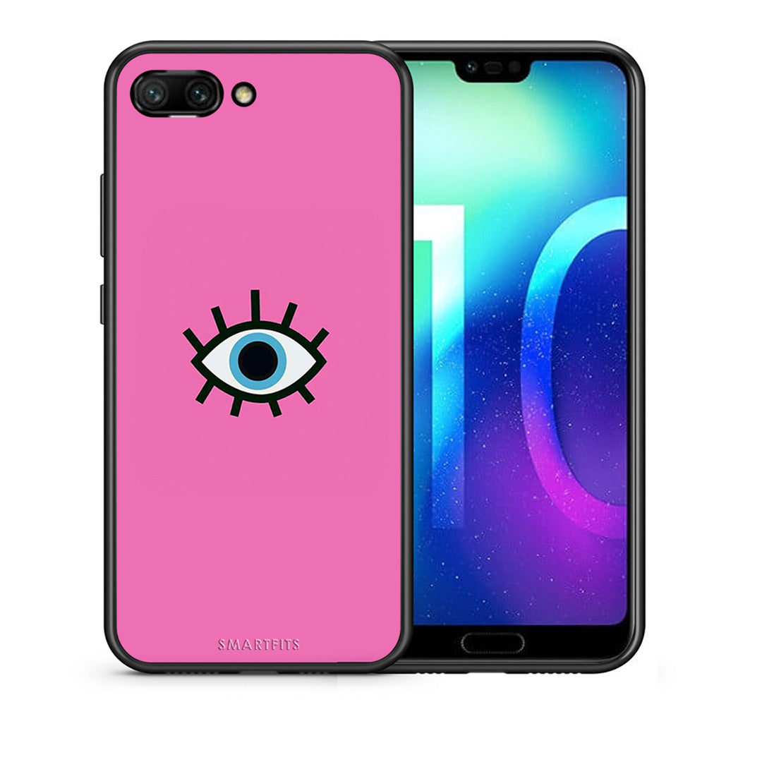 Θήκη Honor 10 Blue Eye Pink από τη Smartfits με σχέδιο στο πίσω μέρος και μαύρο περίβλημα | Honor 10 Blue Eye Pink case with colorful back and black bezels